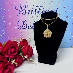 🌺NEW CZ CAMELLIA FLOWER ROPE NECKLACE